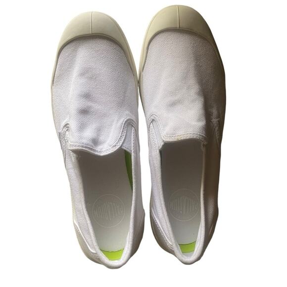 Palladium Shoes - Palladium Pallarue White Canvas slip-on loafer sneaker, Size 8